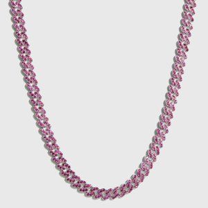 DRAE Havana Pavé Cubic Zirconia Choker Necklace Silver Magenta